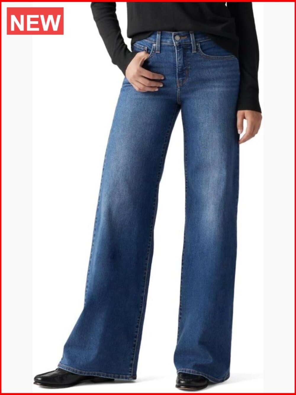 Wide Leg Shaping Jeans with Front Panel - Supportive & Stretchy